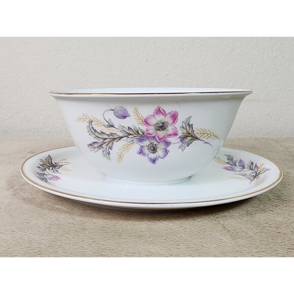 Hutschenreuther Gravy Bowl w Plate Turvel Porcelain Bavaria Germany US Zone Vtg - Picture 1 of 13